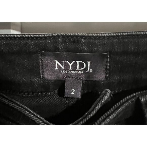 NYDJ Lift X Tuck Technology Distressed Alina Straight Leg Denim Jeans Black 2 - Picture 4 of 9